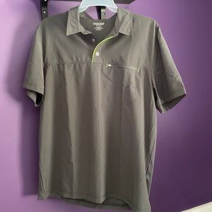 Cherokee uniform shirt, new (no tags), Large, gray and lime green on piping